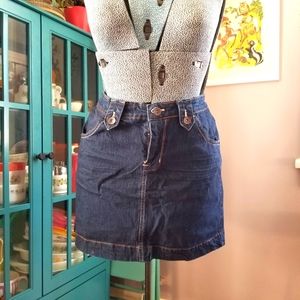 Paper Denim & Cloth Denim Mini Skirt 12 dark indigo Anthropologie